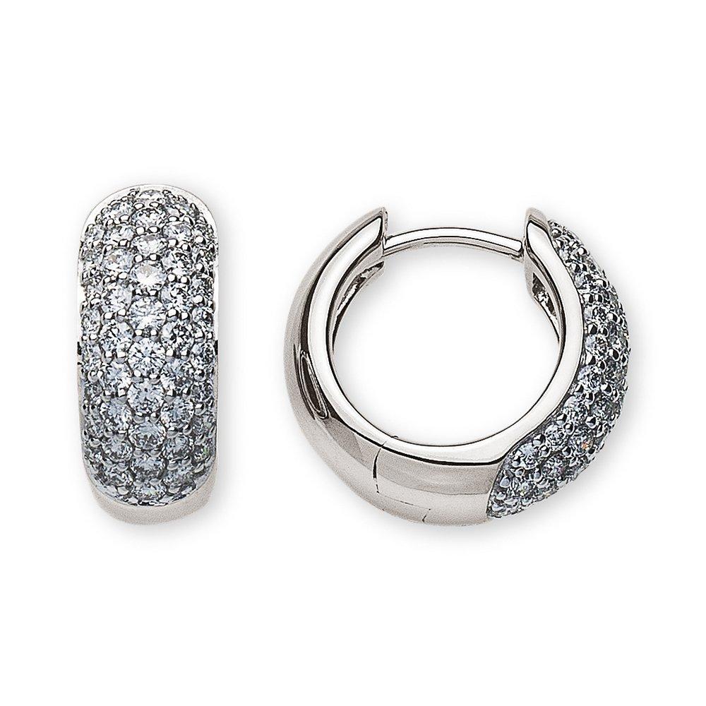 Image of Creolen Weissgold 750 Brillanten 0.82ct. Scharnier 13.5x5.7mm Damen Silber ONE SIZE