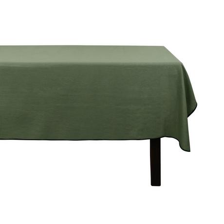 Vente-unique Tischdecke aus Baumwolle & Leinen mitem Rand - 170 x 250 cm - Khaki - BORINA  