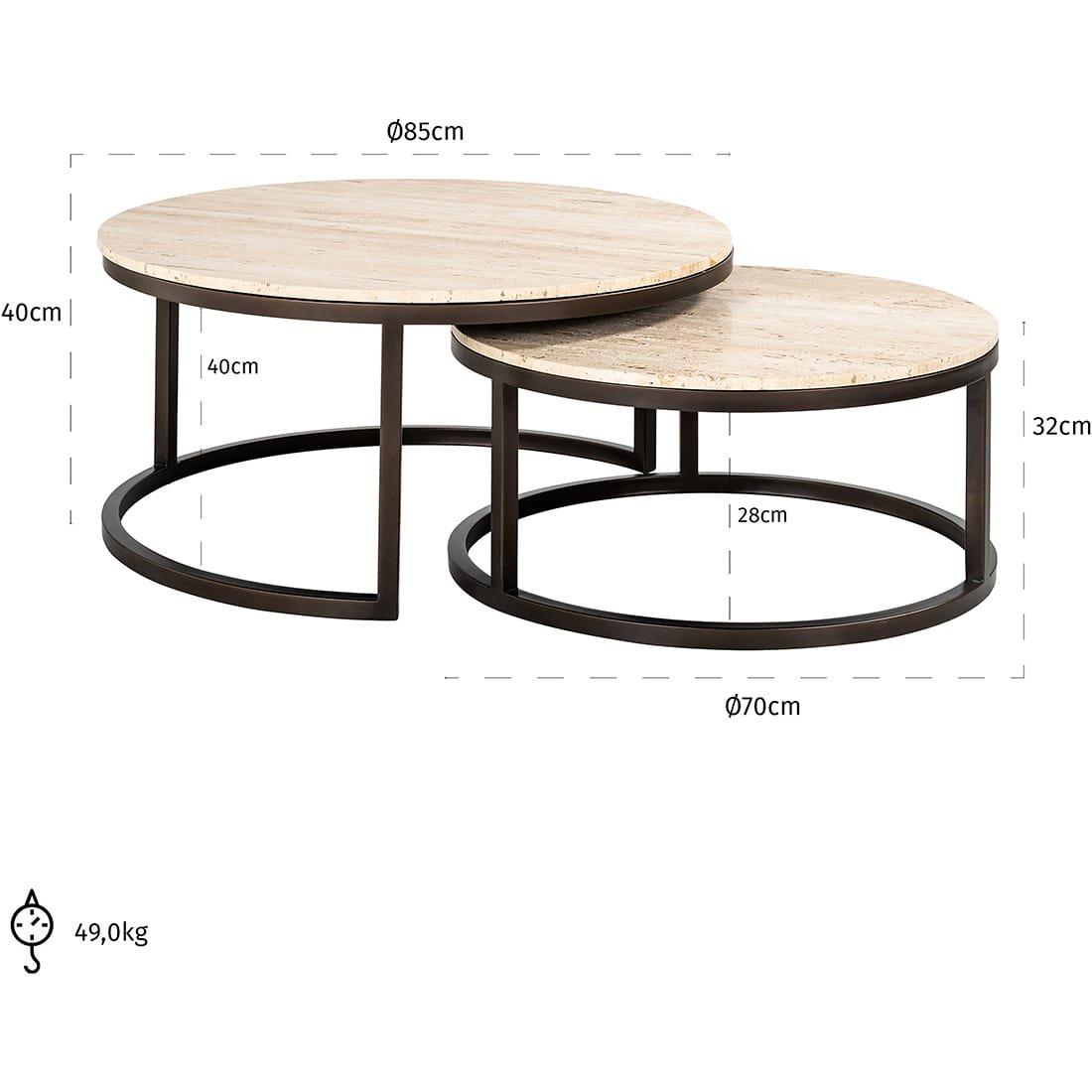 mutoni Couchtisch Avalon 85x85 (2er-Set)  