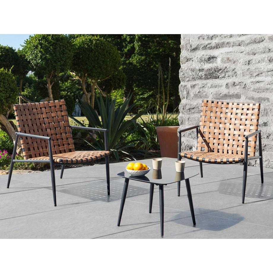 Beliani Set bistrot en Rattan sintetico  ZIRIA  