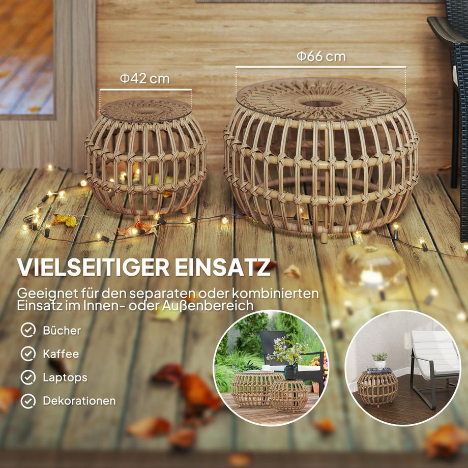 Outsunny Rattan-Beistelltisch  