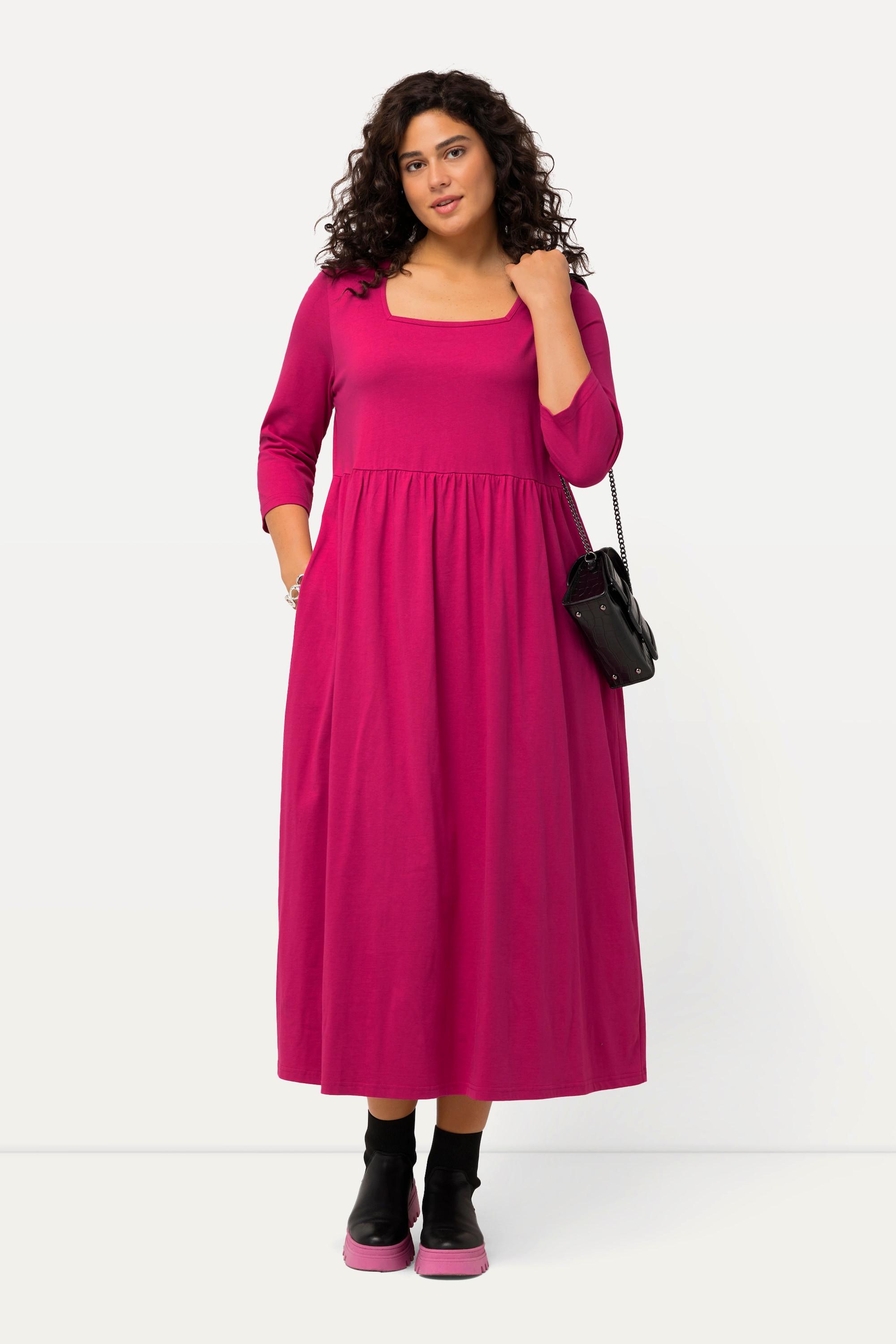 Ulla Popken  Jerseykleid, A-Linie, Carree-Ausschnitt, 3/4-Arm 