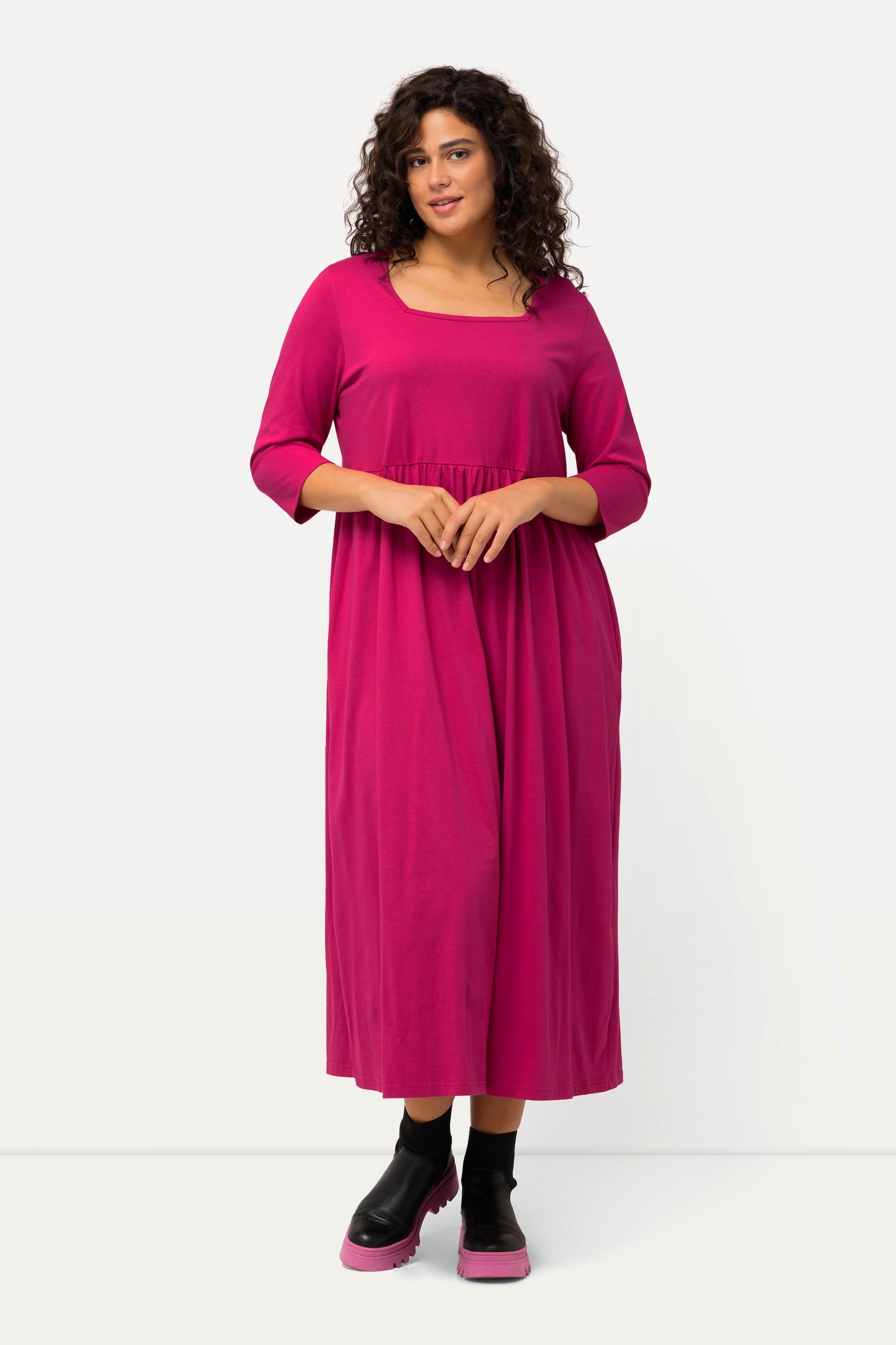 Ulla Popken  Jerseykleid, A-Linie, Carree-Ausschnitt, 3/4-Arm 