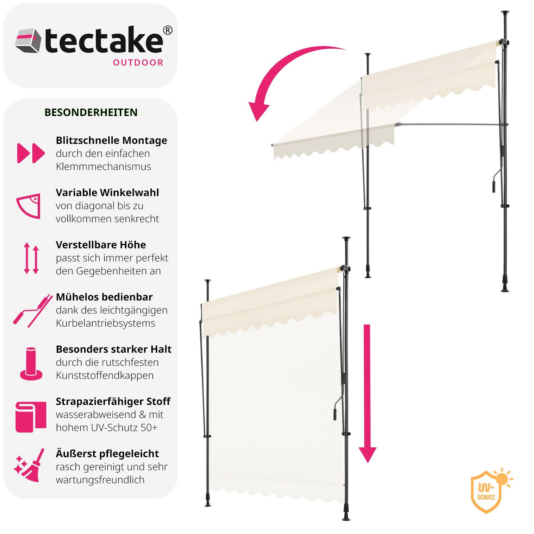 Tectake Store à pince sans perçage avec manivelle, réglable en hauteur  