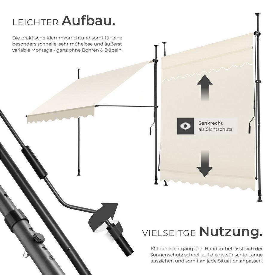 Tectake Tenda a morsetto  con manovella  