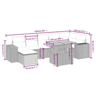 VidaXL Ensemble de canapés de jardin rotin synthétique  