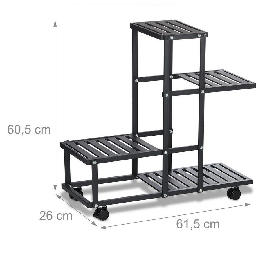 Northix Portafiori nero con ruote  