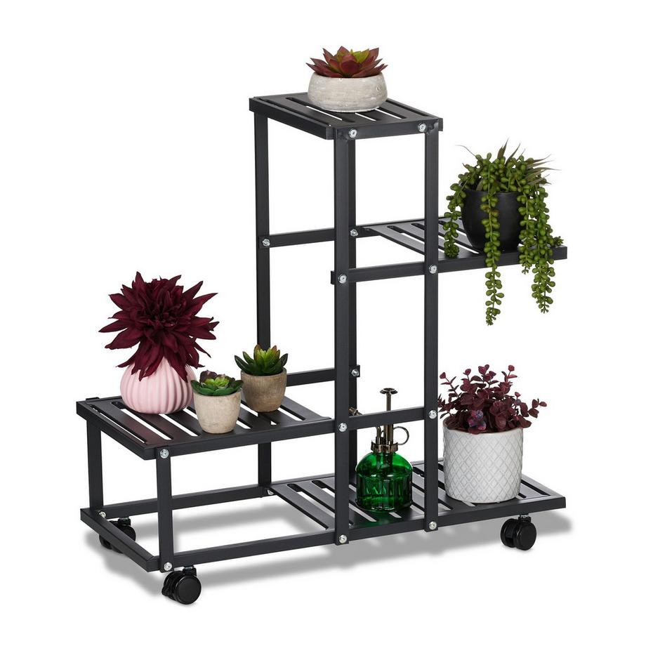 Northix Portafiori nero con ruote  