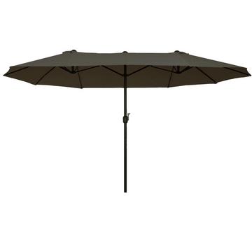 Parasol de jardin double avec manivelle, gris, ovale, 460 x 270 x 240 cm