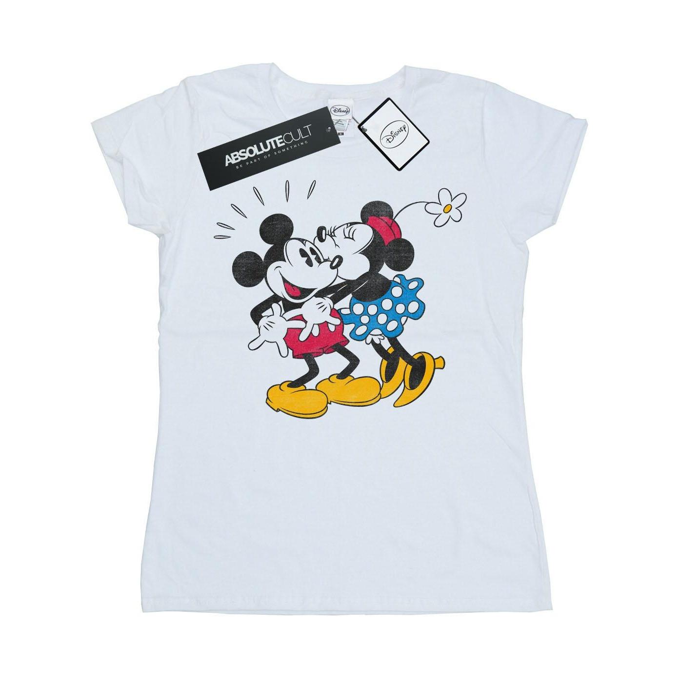 Image of Mickey And Minnie Kiss Tshirt Damen Weiss XL