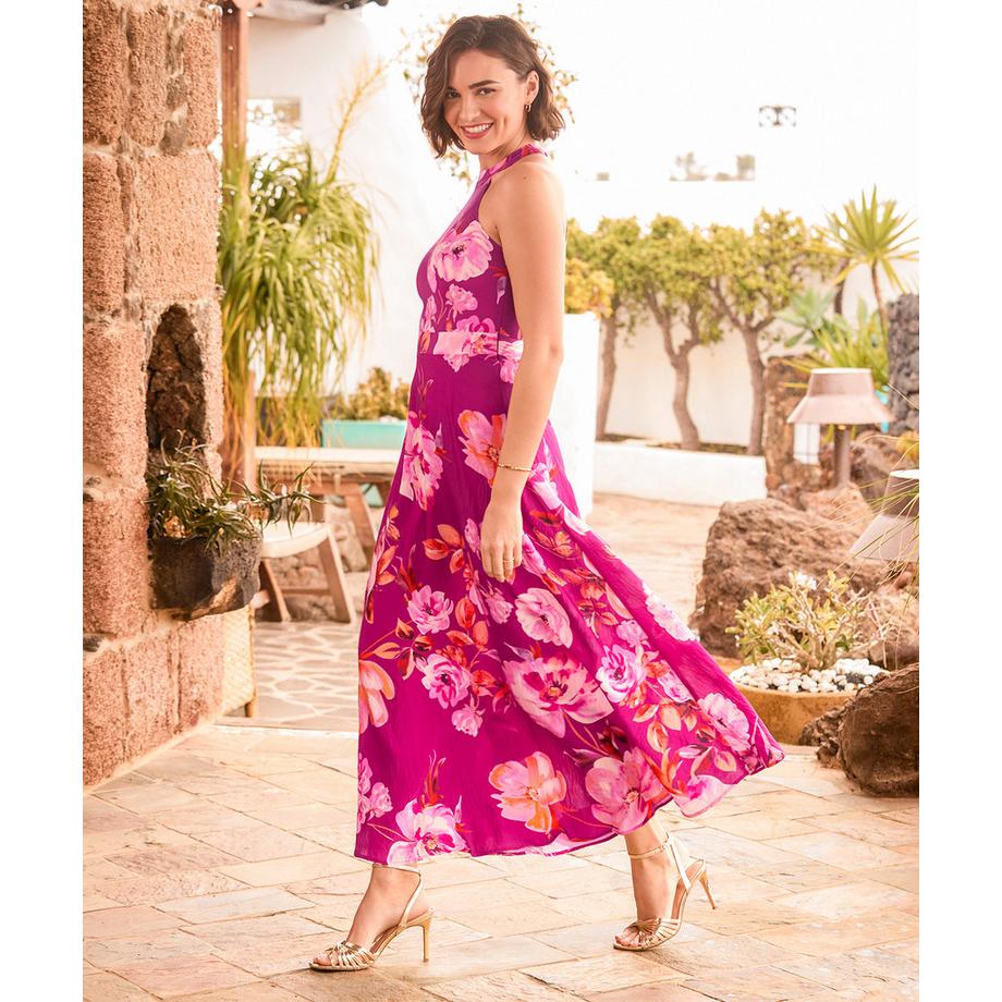 Joe Browns Robe Maxi Florale Licou avec Détail Dos Goutte  