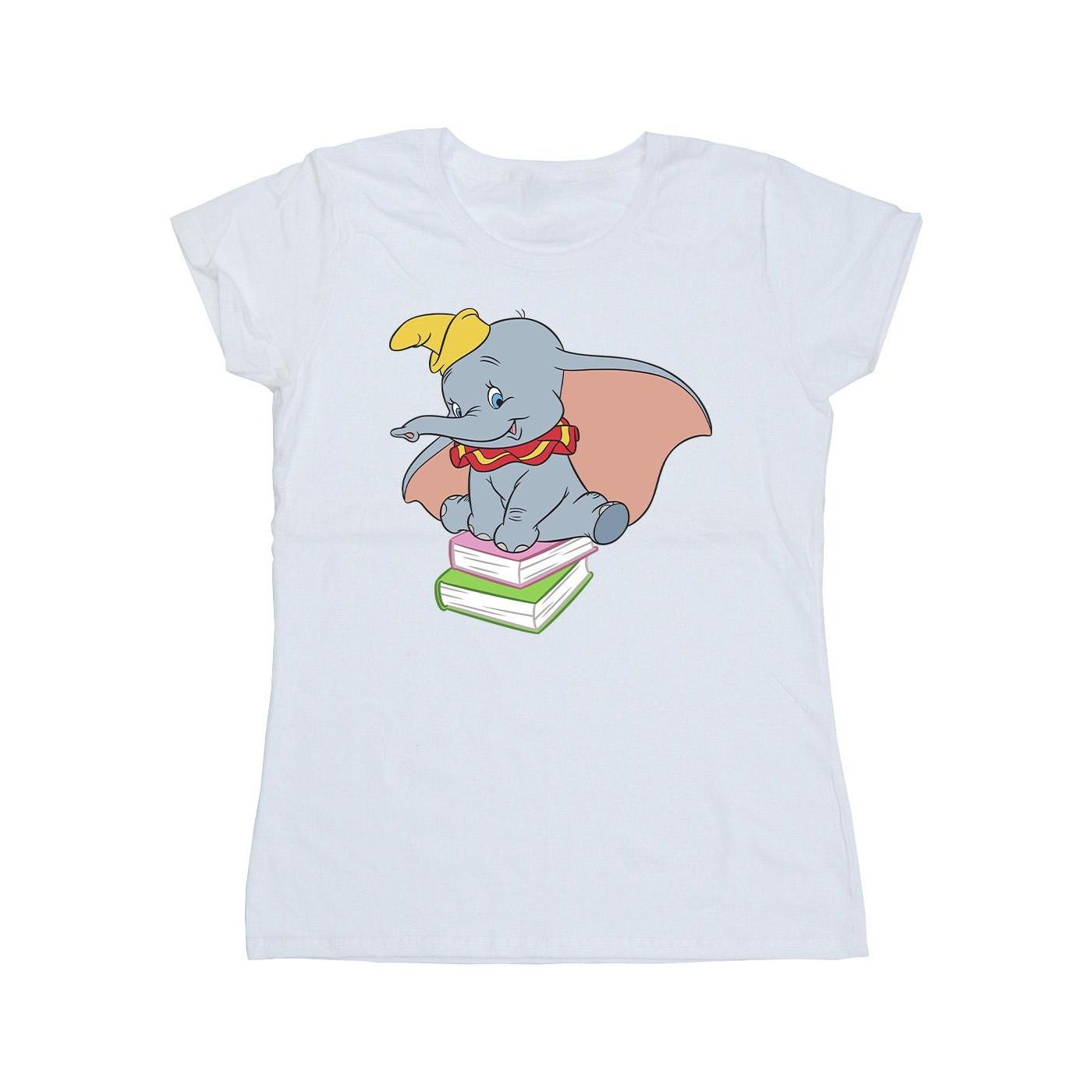 Image of Dumbo Sitting On Books Tshirt Damen Weiss XL