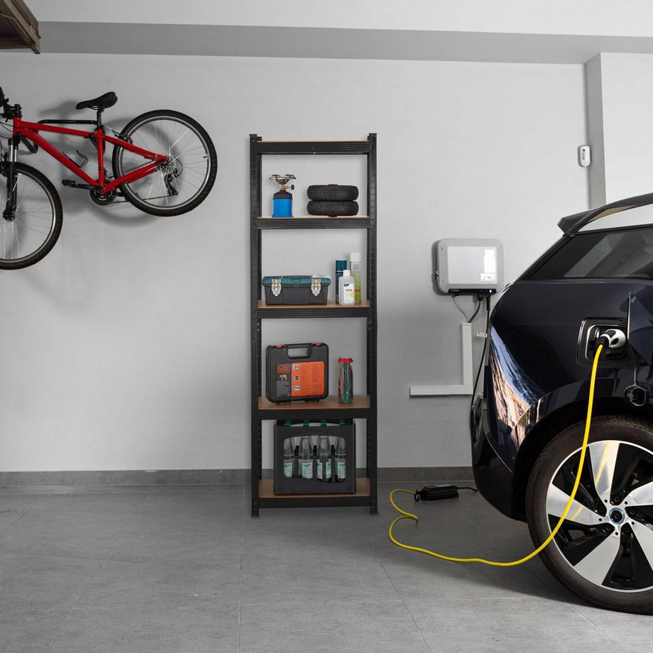 Northix Schwarzes stabiles Regal mit 5 Ebenen  