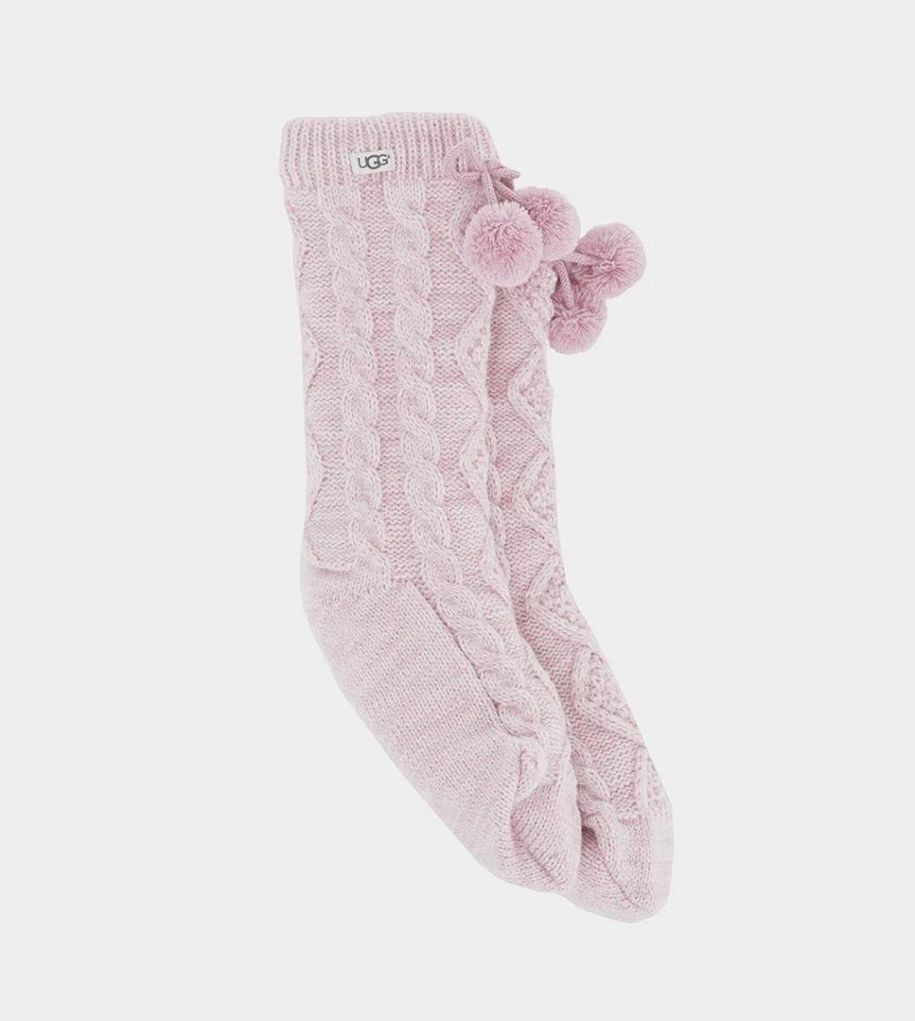 UGG  W POM POM FLEECE LINED CREW SOCK-0 