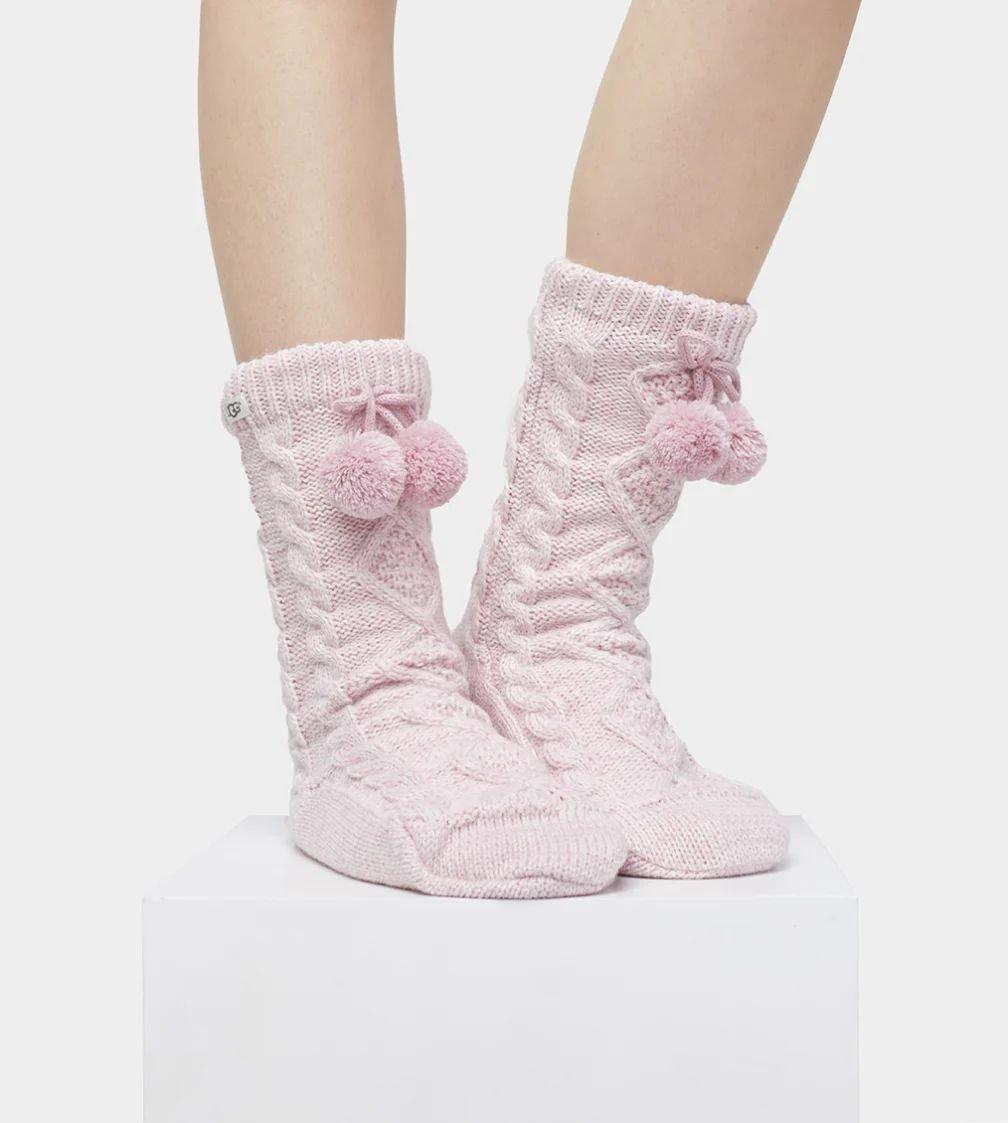 UGG  W POM POM FLEECE LINED CREW SOCK-0 