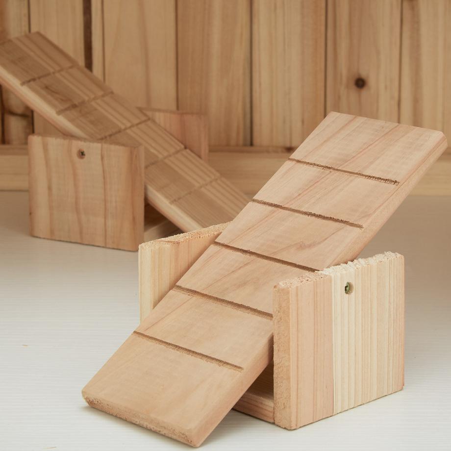 Tectake  Hamsterkäfig Benni aus Holz mit 3 Etagen und 3 Rampen, große Plexiglasscheiben 