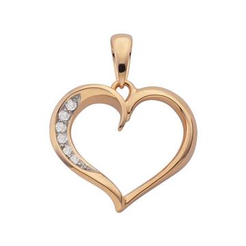 Pendentif coeur or rose 750 diamant 0.073ct. 22x18mm