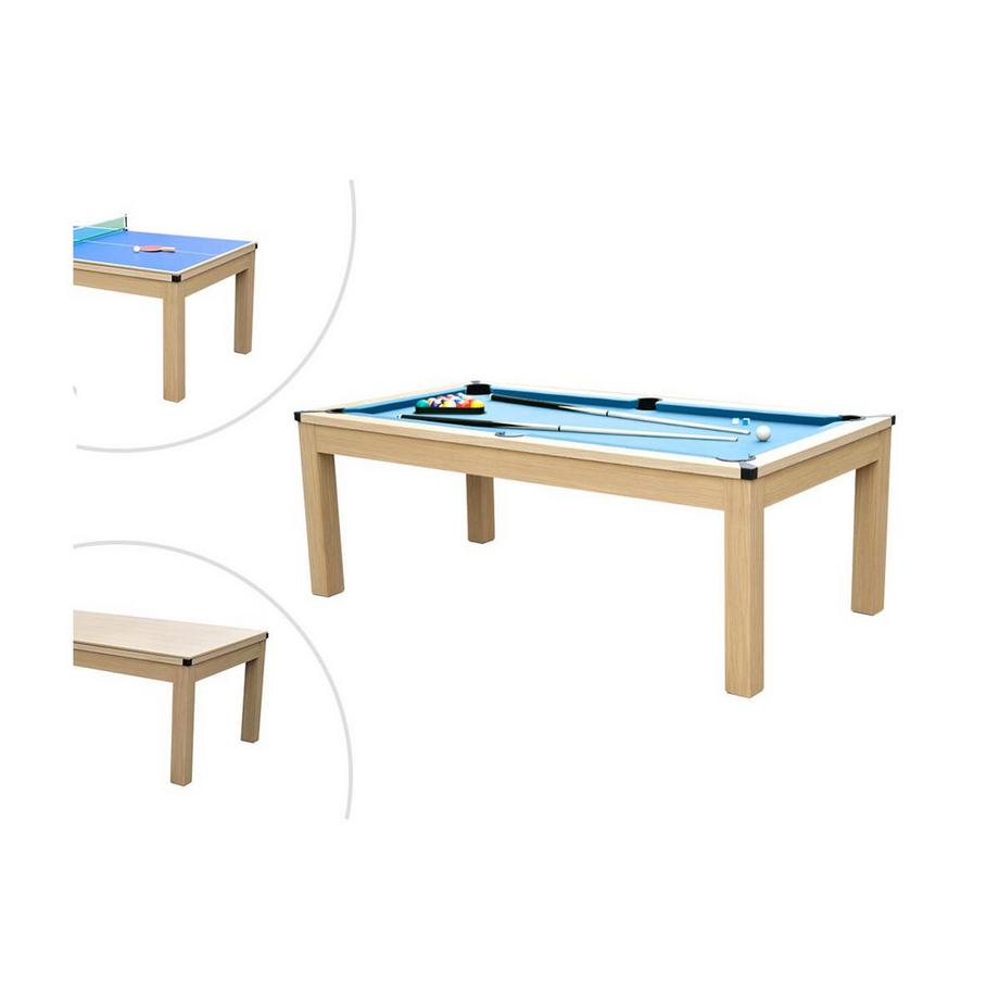 Vente-unique  Tavolo trasformabile Biliardo e Pingpong 3x1xBLU BALTHAZAR 