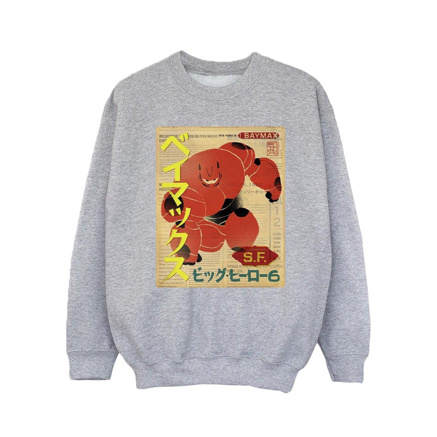 Image of Big Hero 6 Baymax Baymax Newspaper Sweatshirt Unisex Grau 152-158