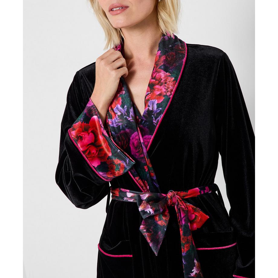 Joe Browns Velours Morgenmantel mit Blumenmuster  