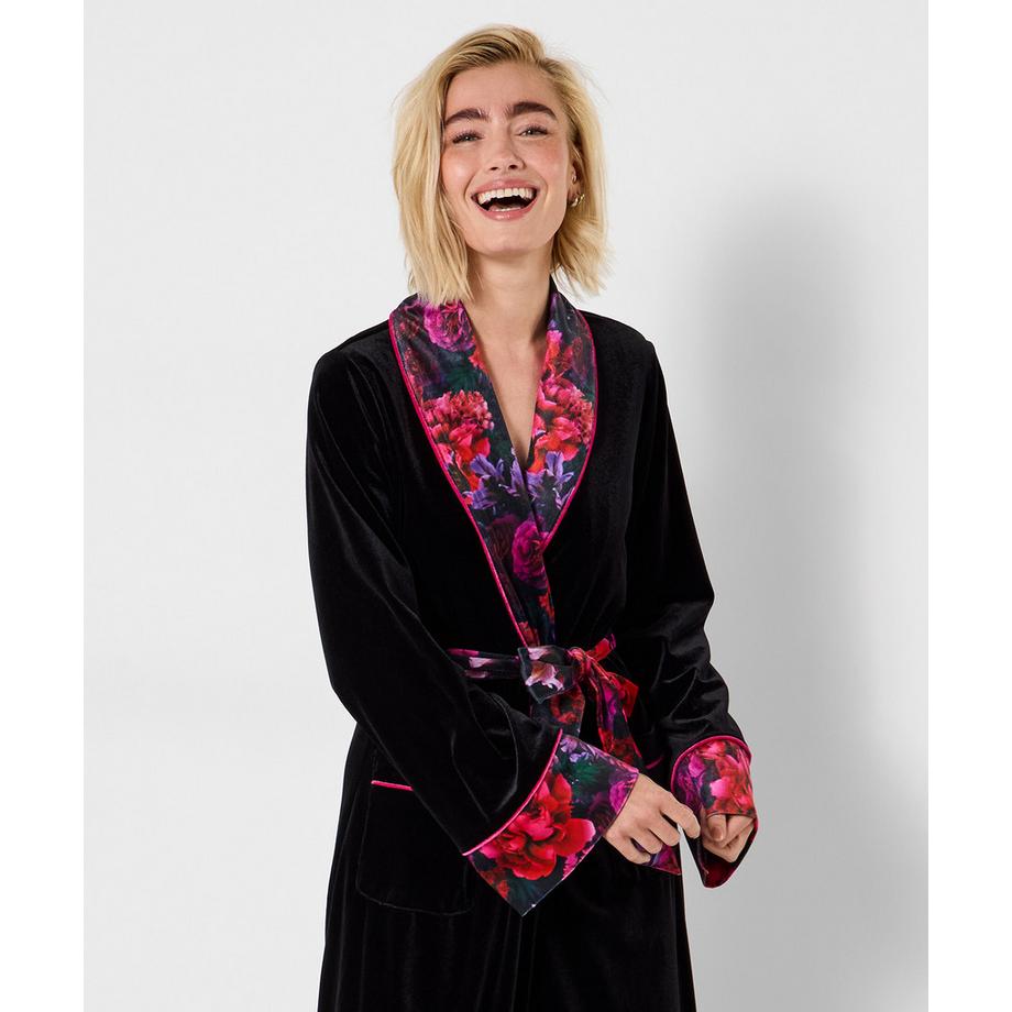 Joe Browns Velours Morgenmantel mit Blumenmuster  