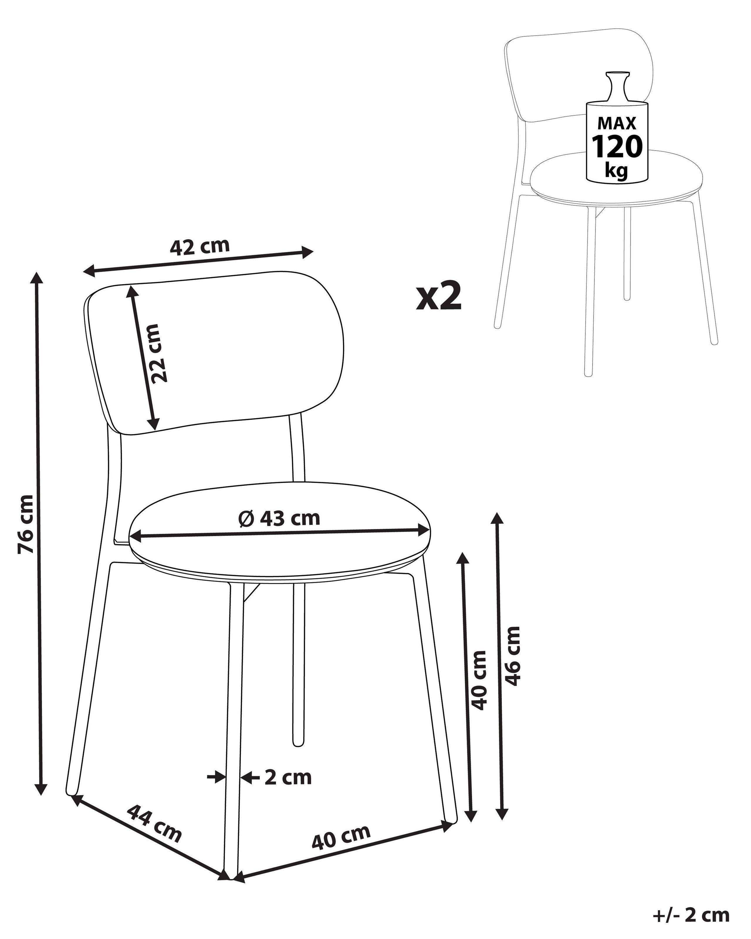 Beliani Lot de 2 chaises en Polyester Moderne CASEY  