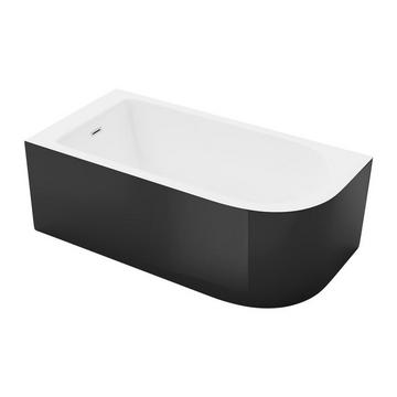 Baignoire d'angle - 201L - 150 x 75 x 58 cm - Noir brillant - Angle gauche - ANIKA