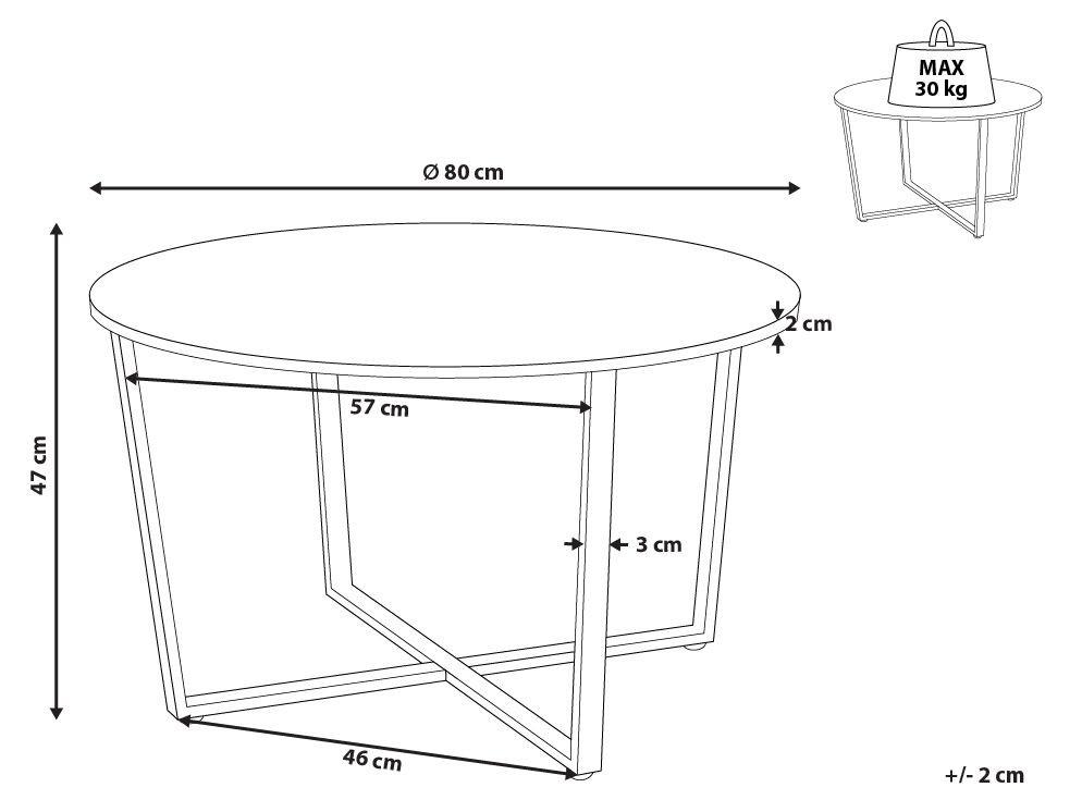 Beliani Couchtisch aus MDF-Platte Industriell ORICK  