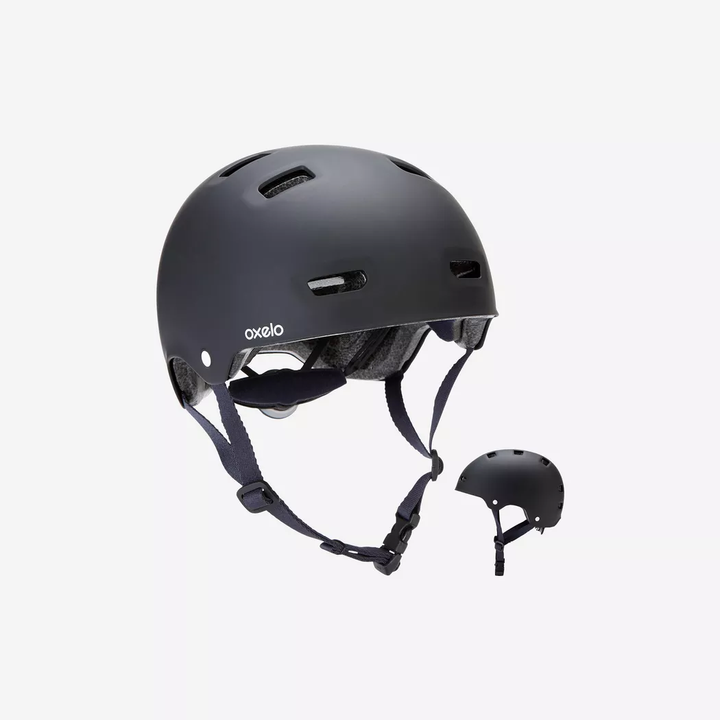 OXELO - Casco Skater Roller Skateboard Scooter, L, Charcoal Black