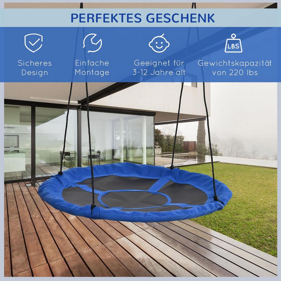 Northio Nestschaukel Ø110Cm 150Kg Verstellbar Blau 3-12 Jahre  