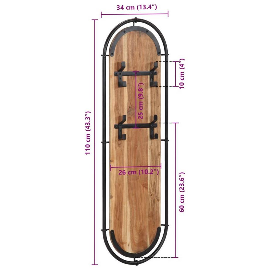 VidaXL Porte-manteau bois d'acacia  