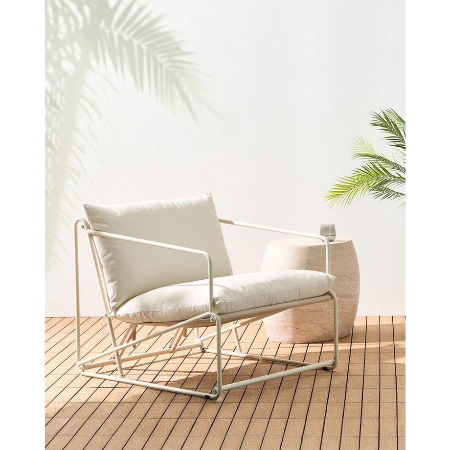 Beliani Chaise de jardin avec coussin en Acier Industriel PONTE  