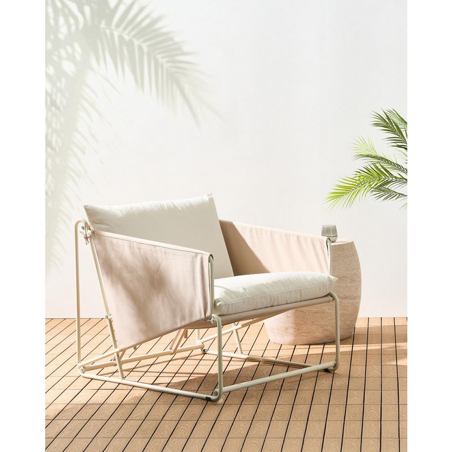 Beliani Chaise de jardin avec coussin en Acier Industriel PONTE  