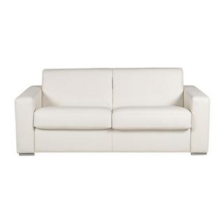 Vente-unique Divano letto 3 posti a ribalta 100 materasso 22 cm % Pelle di bufalo Bianco - DELECTEA II  