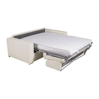 Vente-unique Divano letto 3 posti a ribalta 100 materasso 22 cm % Pelle di bufalo Bianco - DELECTEA II  