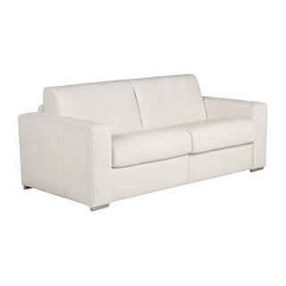 Vente-unique Divano letto 3 posti a ribalta 100 materasso 22 cm % Pelle di bufalo Bianco - DELECTEA II  