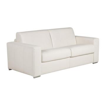 Schlafsofa mit Matratze 3-Sitzer - 100% Büffelleder - Weiß - Matratze 22 cm - DELECTEA II