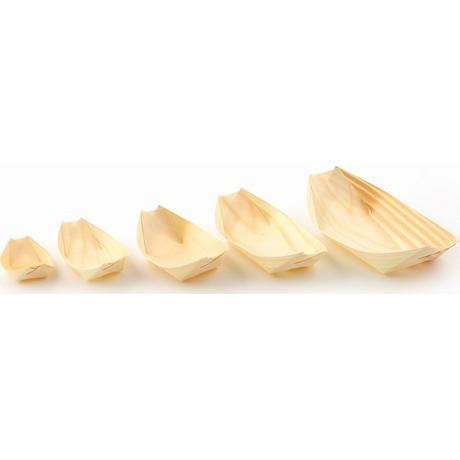 Sier Fingerfood-Schalen Holzboot 7 x 11 cm, 100 Stück (100 x)  