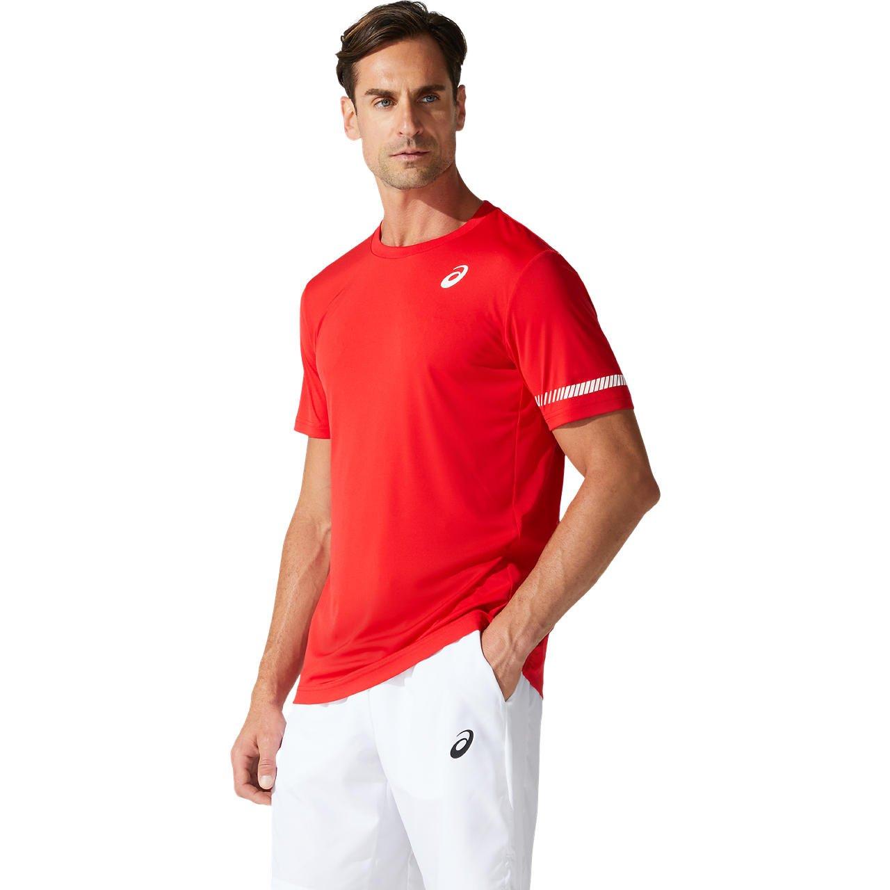 asics  Court M SS T-Shirt rouge hommes 