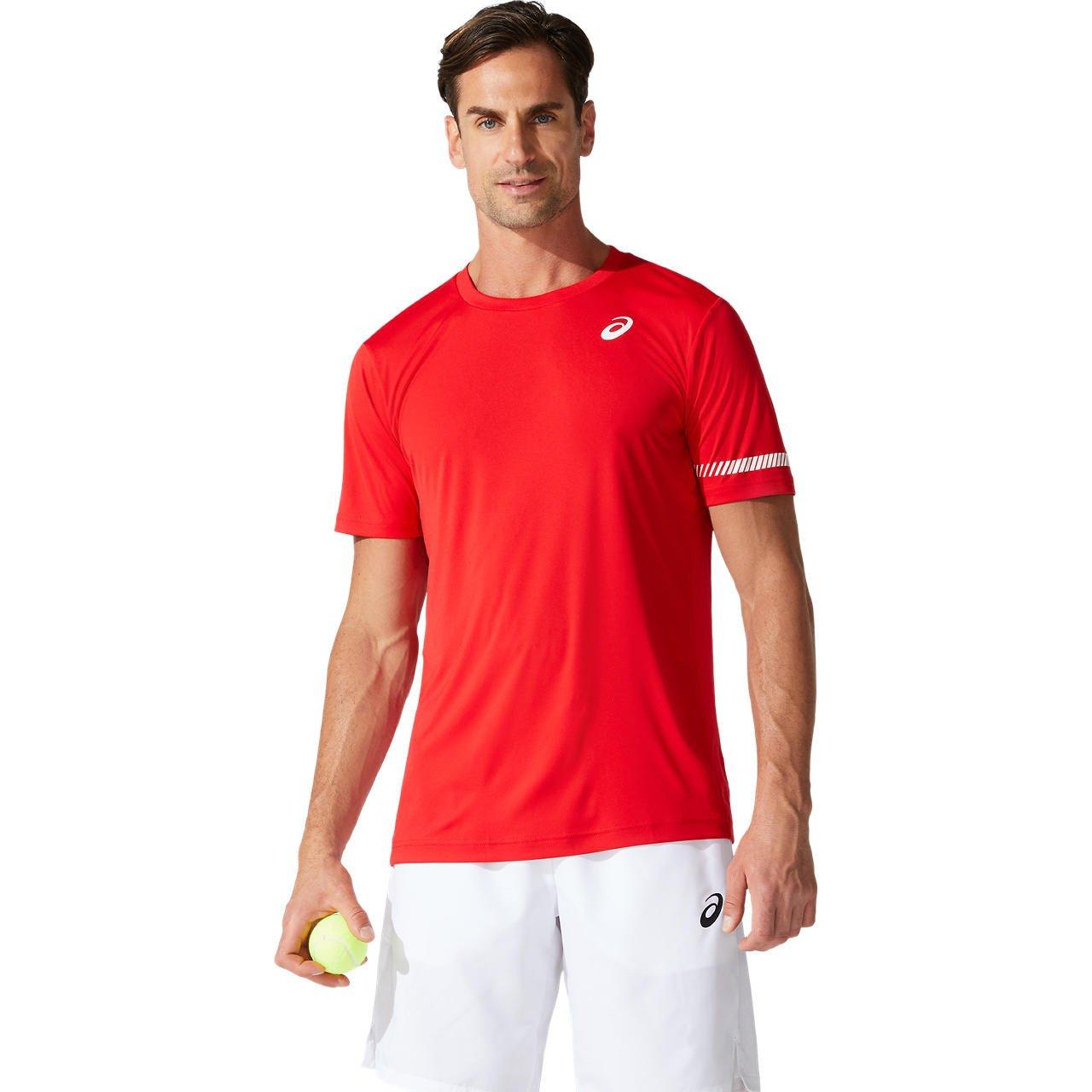 asics  Court M SS T-Shirt rouge hommes 