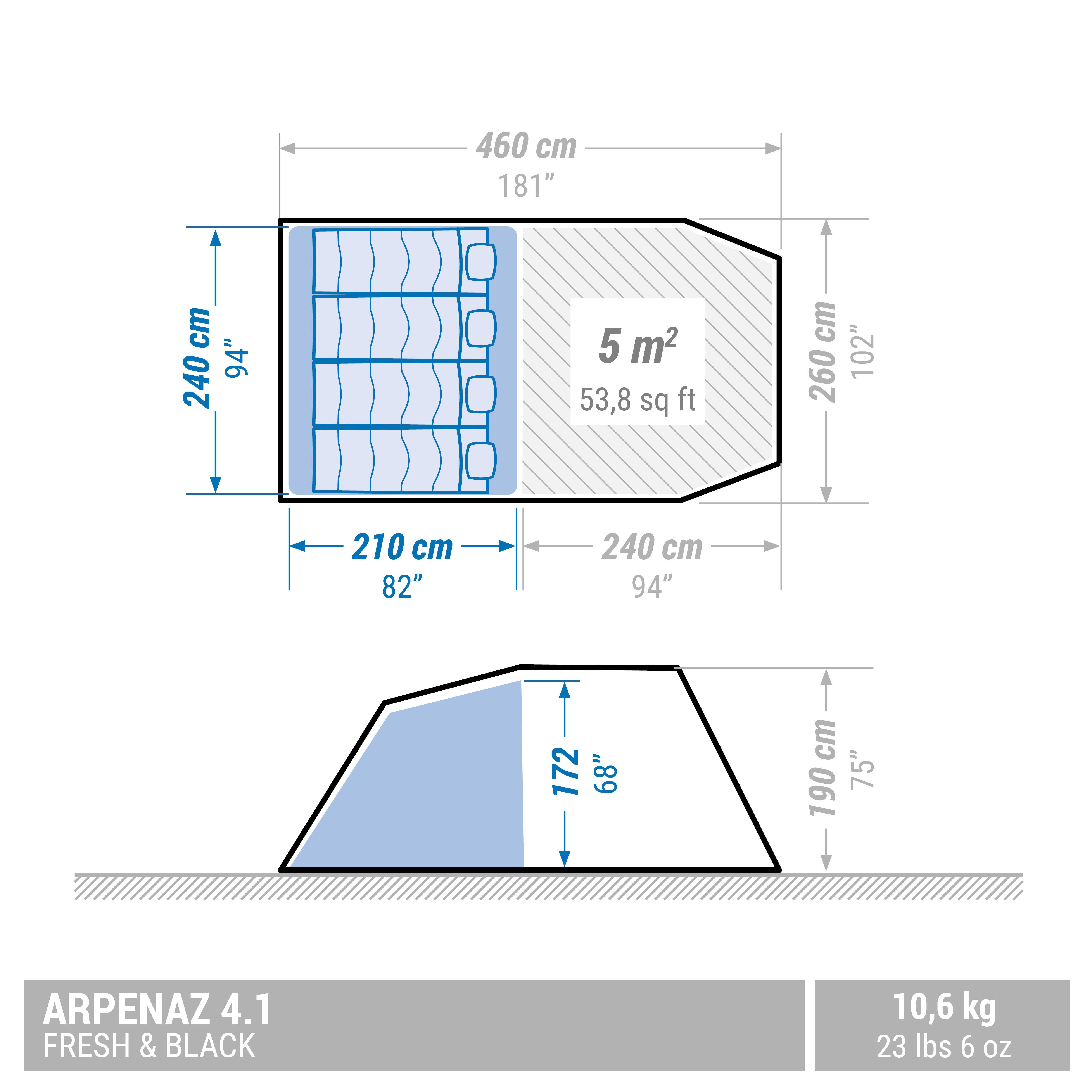 QUECHUA  Tente - ARPENAZ FAMILY 4 1 F&B 