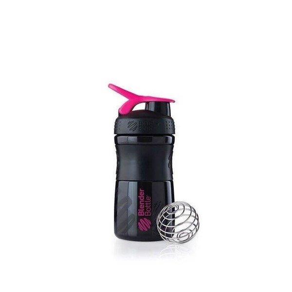 Blender Bottle  20oz / 590ml BlenderBottle SportMixer Flip, Black/Pink 