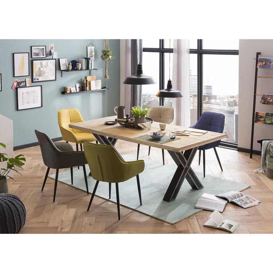 mutoni Chaise avec accoudoirs Vivanto lin vert  