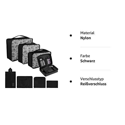 Only-bags.store  Packung mit 8 Packwürfeln, Koffer-Organisationswürfel, mit Schuhbeutel, Wäschesack, Reise-Organisatoren, Kleidersäcke, für Rucksack, 