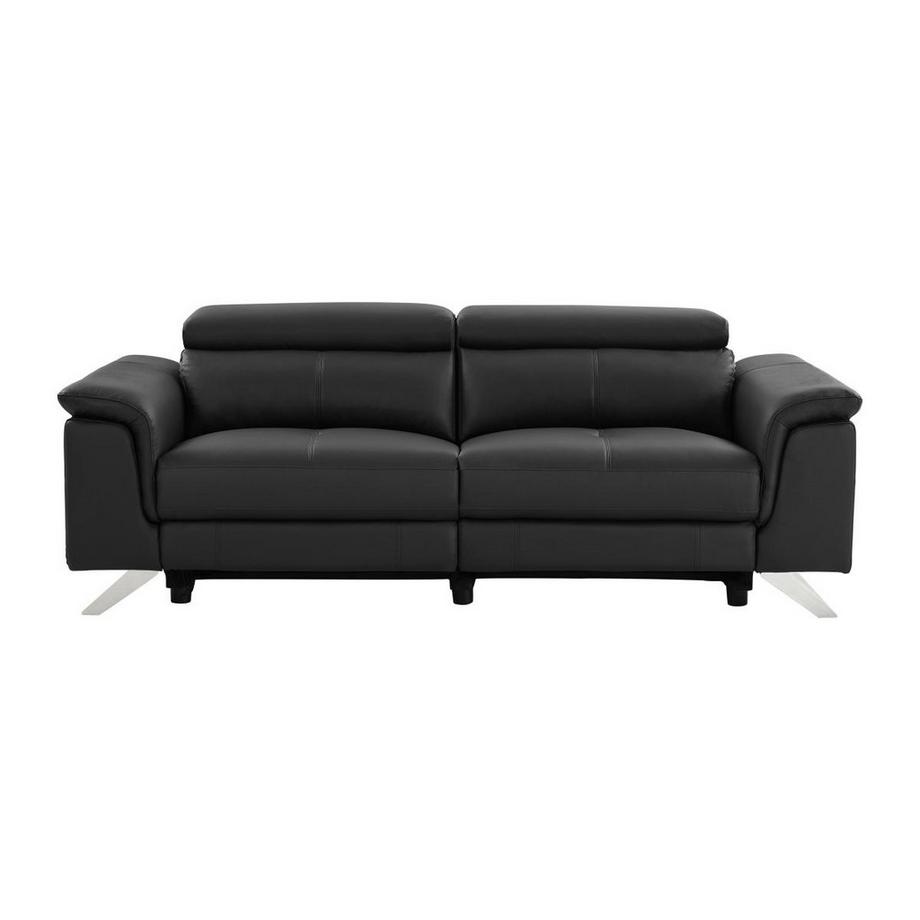 Vente-unique Relaxsofa 3-Sitzer elektrisch und 2-Sitzer - Rindsleder - Schwarz - BREYT II  