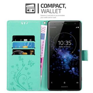 Cadorabo  Housse compatible avec Sony Xperia XZ2 - Coque de protection au design floral avec fermeture magnétique, fonction de support et emplacements pour cartes 