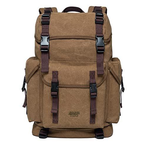 Only-bags.store Canvas Gross Vintage Jagd Wanderrucksack mit 15 Zoll Laptopfach  