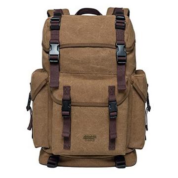 Canvas Groß Rucksack, Vintage Jagdrucksack Wanderrucksack mit 15 Zoll Laptopfach für Arbeit,