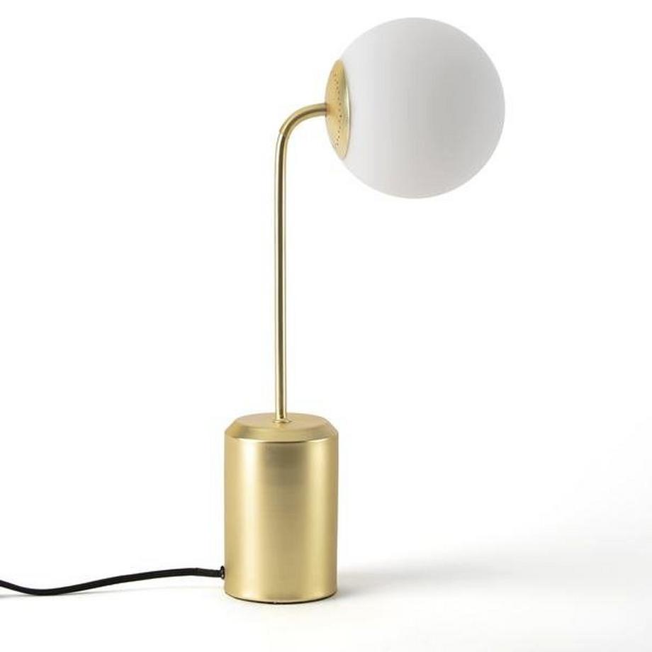 La Redoute Intérieurs Lampe à poser laiton et verre opaline  