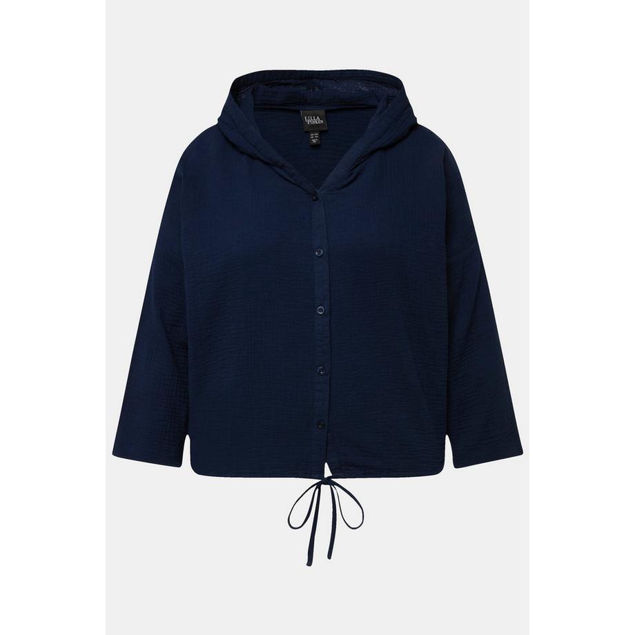 Ulla Popken Blouse Mousseline Capuche Oversized Manches 3/4  